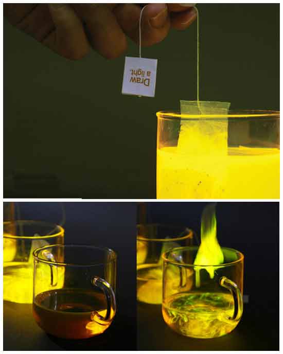 Необычная идея для праздничного стола: Светящиеся чайные пакетики