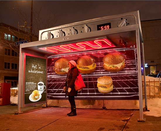 Креативная реклама кафе на остановках от рекламного агентства Colle+McVoy вызвала бурю восторга и «теплых чувств»