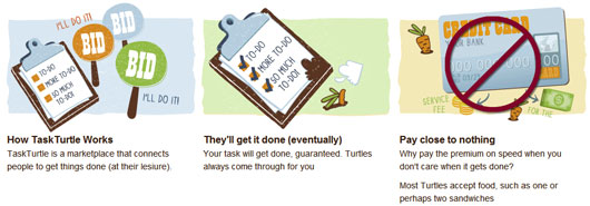 Сайт подработки для бездомных TaskTurtle был запущен в тестовом режиме в сентябре 2011 года и вряд ли станет столь же популярным, как сайт мелких поручений TaskRabbit. 