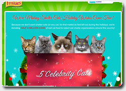 Рекламная идея №4550. Рождественская реклама корма Purina с всемирно известными котами