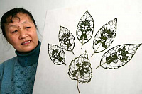 картины на листьях Du Wanli