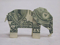 Оригами из однодолларовой банкноты